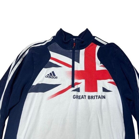 Y2K Vintage Adidas Great Britain England Pullover Olympics 1/2 Zip Small Medium - Picture 2 of 8